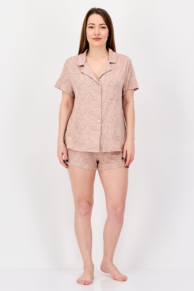 NINE WEST Women 2 Pieces Animal Print Top And Shorts Pyjama Set, Multicolor - Image 1